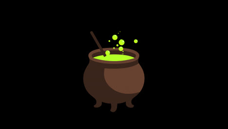 Halloween-Hot-liquid-cauldron,-Pot-icon-animation-motion-graphics-video-transparent-background-with-alpha-channel